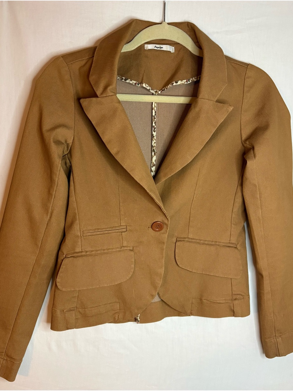 Papaya Camel Tan Tailored short Corduroy Blazer